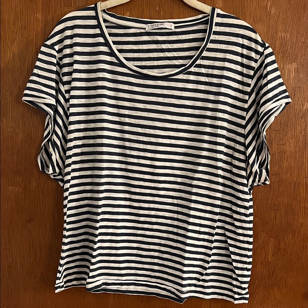 Stateside Navy and White Striped Short Sleeve Tee